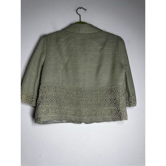 Nanette Lepore Bohemian Cotton Blend Lined Short Blazer Bize 12 Embroidered Trim - Picture 4 of 13